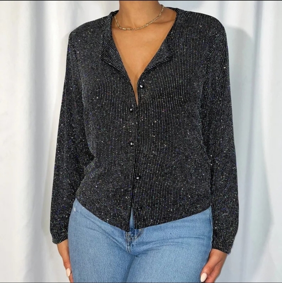 Vintage Ronni Nicole Glitter Cardigan Jacket - Picture 3 of 9